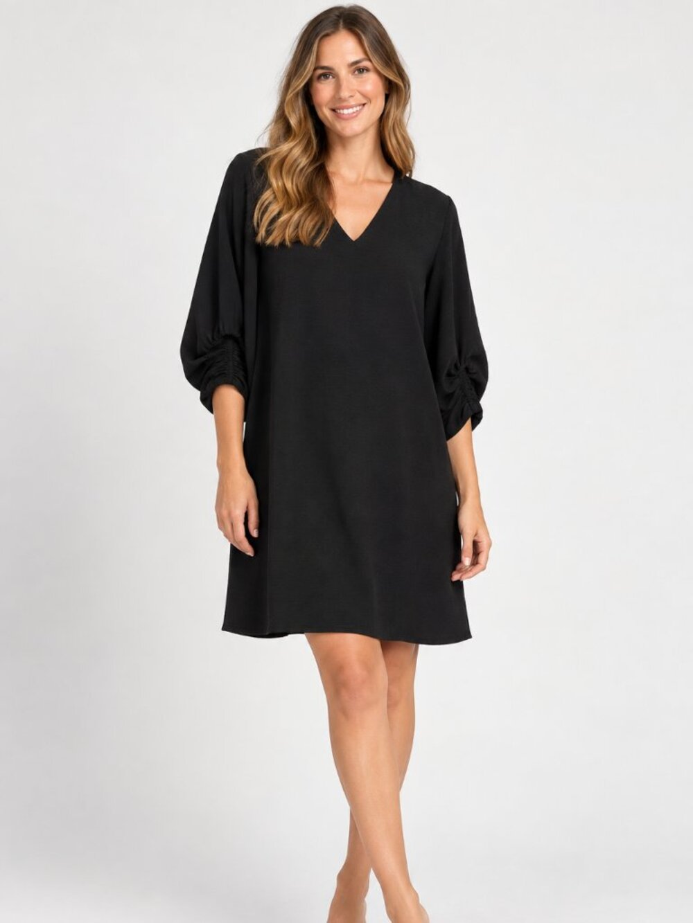 Ivy Jane Dolman Sleeve Black V Neck Shift Tunic Mini Dress Small New With Tags